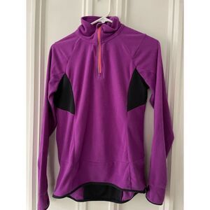 Mondetta berry purple 1/4 zip fleece with bright pink contrast M